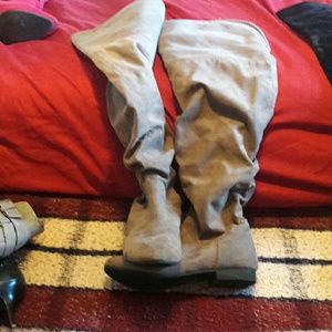 Grey boots  wide calf